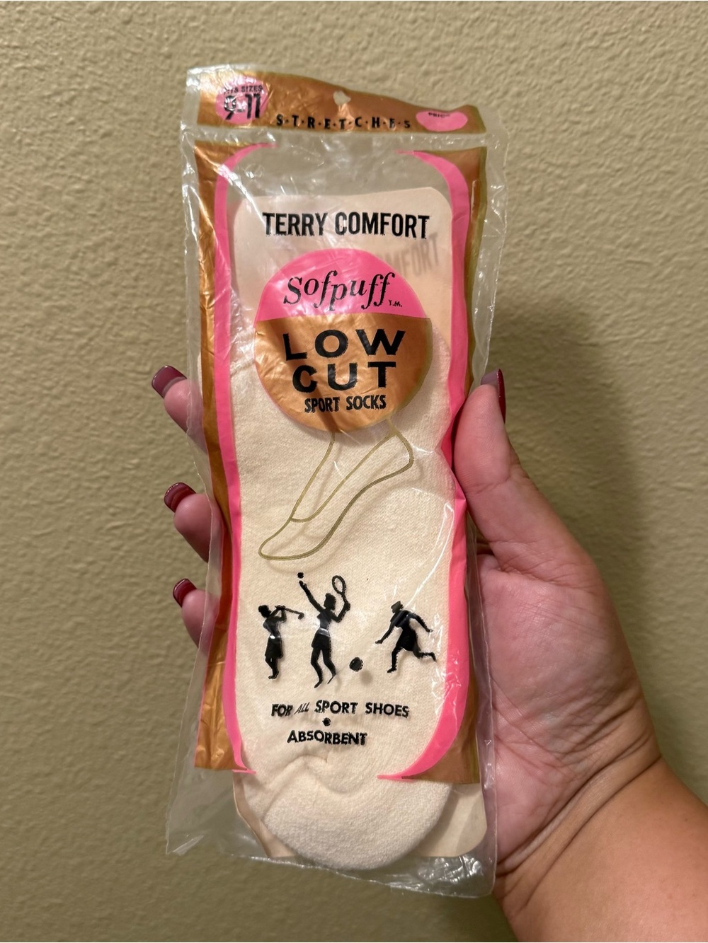 Women’s 9-11 Vintage Sofpuff Terry Comfort White Low Cut Sports Socks - 1 Pair